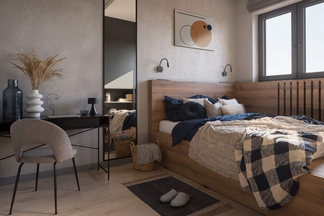 افكار لترتيب غرفة النوم الصغيرة بدون خزانة